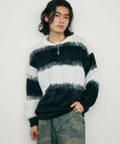 Shoowtime(ショウタイム)の「Mohair like Shaggy Knit Sweater / モヘアライクルーズシャギーニットセーター(ニット/セーター・メンズ・ブラウン/ブラック・MEDIUM/LARGE/X-LARGE)」の5枚目の写真