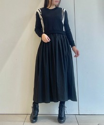 ニット切替ドッキングワンピース