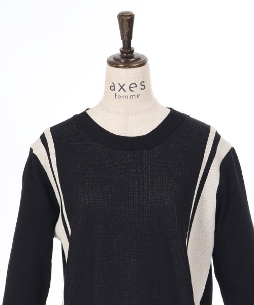 axes femme(アクシーズファム)の「ニット切替ドッキングワンピース(ワンピース・レディース・モカ/ブラック・FREE)」の6枚目の写真