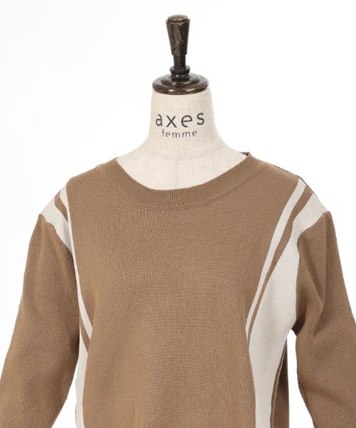 axes femme(アクシーズファム)の「ニット切替ドッキングワンピース(ワンピース・レディース・モカ/ブラック・FREE)」の14枚目の写真