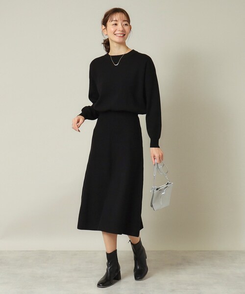 ITS'DEMO（イッツデモ）の「◆【ウエストゴム／手洗い可】クルーネックニットセットアップ（セットアップ・レディース・ブルーグリーン/ブラウン系その他/ボルドー/ブラック・00）」の7枚目の写真