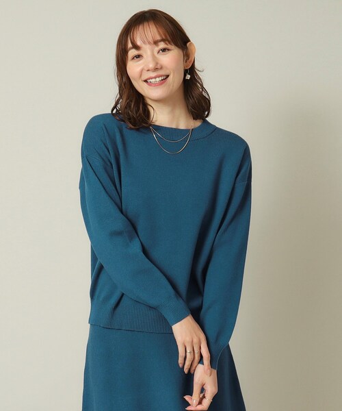 ITS'DEMO（イッツデモ）の「◆【ウエストゴム／手洗い可】クルーネックニットセットアップ（セットアップ・レディース・ブルーグリーン/ブラウン系その他/ボルドー/ブラック・00）」の13枚目の写真