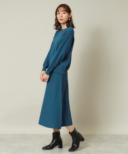 ITS'DEMO（イッツデモ）の「◆【ウエストゴム／手洗い可】クルーネックニットセットアップ（セットアップ・レディース・ブルーグリーン/ブラウン系その他/ボルドー/ブラック・00）」の15枚目の写真