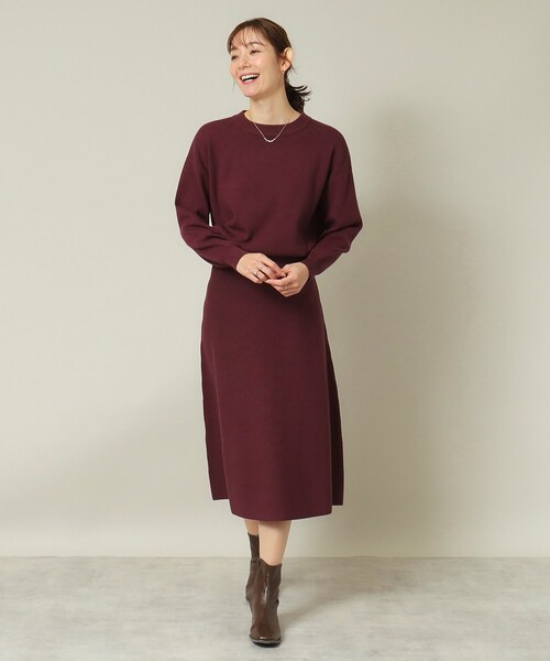 ITS'DEMO（イッツデモ）の「◆【ウエストゴム／手洗い可】クルーネックニットセットアップ（セットアップ・レディース・ブルーグリーン/ブラウン系その他/ボルドー/ブラック・00）」の19枚目の写真