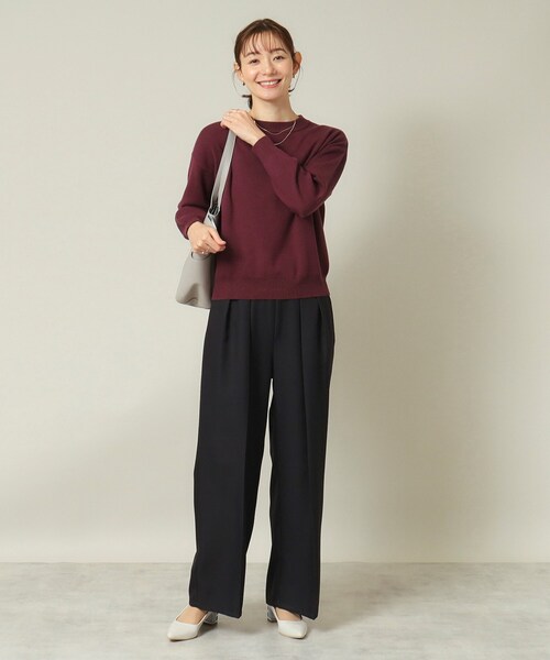 ITS'DEMO（イッツデモ）の「◆【ウエストゴム／手洗い可】クルーネックニットセットアップ（セットアップ・レディース・ブルーグリーン/ブラウン系その他/ボルドー/ブラック・00）」の21枚目の写真