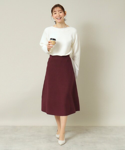 ITS'DEMO（イッツデモ）の「◆【ウエストゴム／手洗い可】クルーネックニットセットアップ（セットアップ・レディース・ブルーグリーン/ブラウン系その他/ボルドー/ブラック・00）」の22枚目の写真