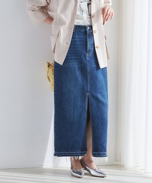 新品 タグ付✨❤️Vis❤️アイライン ウォシュ デニム スカート M ブルー VIS（ビス）の「【洗える】アイラインウォシュデニムスカート
