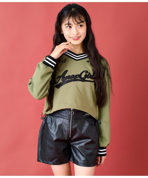 ANAP GiRL（アナップガール）の「リングジップフェイクレザーショート