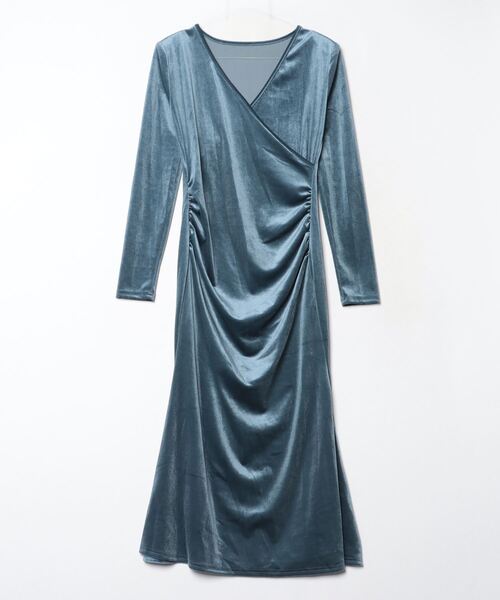Ritomo De Ricco(リトモ・デ・リコ)の「ベルベット美ラインドレス(ドレス・レディース・ブルーグレー・MEDIUM/LARGE/SMALL)」の2枚目の写真