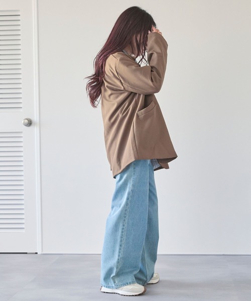 LinoU.(リノユー)の「オーバーサイズダブルブレストジャケット(テーラードジャケット・レディース・ブラック/アイボリー/ブラウン・S/M/L)」の6枚目の写真