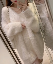 オーバーサイズ Vネックニット セーター