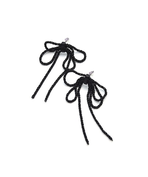 marjour（マージュール）の「DOUBLE RIBBON PIERCE（ピアス（両耳用）・レディース・ブラック・FREE）」の5枚目の写真