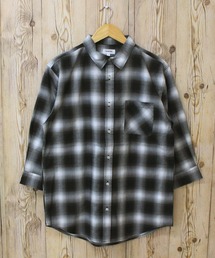 TopIsm | 無地チェックストライプブロード7分袖シャツ(シャツ/ブラウス)