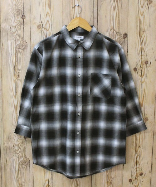 TopIsm(トップイズム)の「無地チェックストライプブロード7分袖シャツ(シャツ/ブラウス・メンズ・オレンジ/ネイビー/ブルー系その他/ホワイト/ブラック/ブラック系その他2/ホワイト×ブルー/ホワイト×ブラック/ブルー/ブラック系その他・M/L/XL)」の1枚目の写真