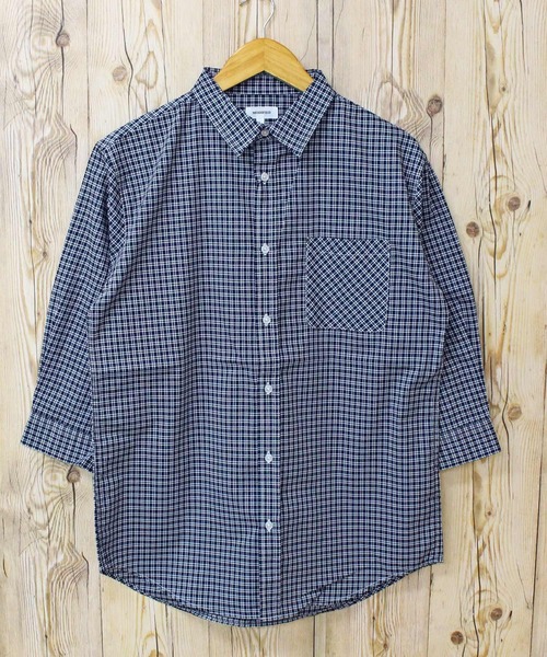 TopIsm(トップイズム)の「無地チェックストライプブロード7分袖シャツ(シャツ/ブラウス・メンズ・オレンジ/ネイビー/ブルー系その他/ホワイト/ブラック/ブラック系その他2/ホワイト×ブルー/ホワイト×ブラック/ブルー/ブラック系その他・M/L/XL)」の7枚目の写真