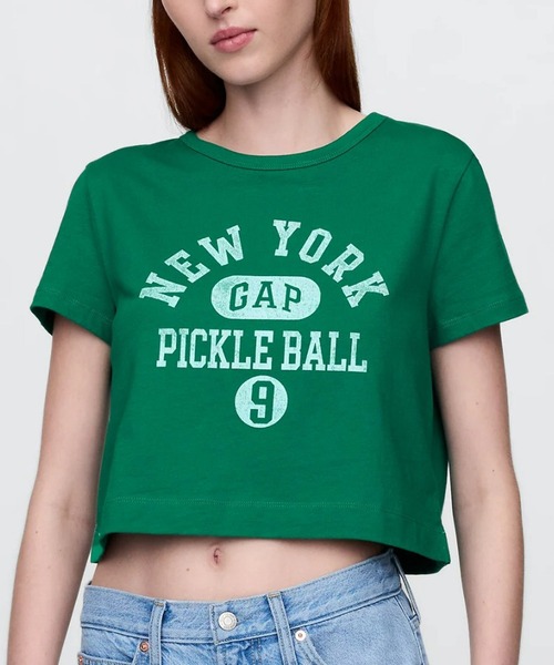 GAP（ギャップ）の「オーガニックコットン ヴィンテージソフト クロップドTシャツ（Tシャツ/カットソー・レディース・ブラック/ネイビー/コーラル/ベージュ/ホワイト/グリーン/ピンク/ライトインディゴブルー/ピンク系その他/ブルー/レッド/グリーン系その他/イエロー・M/XS/L/S/XXS/XL）」の5枚目の写真