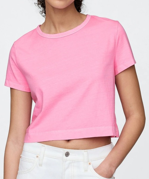 GAP（ギャップ）の「オーガニックコットン ヴィンテージソフト クロップドTシャツ（Tシャツ/カットソー・レディース・ブラック/ネイビー/コーラル/ベージュ/ホワイト/グリーン/ピンク/ライトインディゴブルー/ピンク系その他/ブルー/レッド/グリーン系その他/イエロー・M/XS/L/S/XXS/XL）」の11枚目の写真