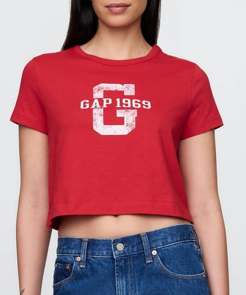 GAP（ギャップ）の「オーガニックコットン ヴィンテージソフト クロップドTシャツ（Tシャツ/カットソー・レディース・ブラック/ネイビー/コーラル/ベージュ/ホワイト/グリーン/ピンク/ライトインディゴブルー/ピンク系その他/ブルー/レッド/グリーン系その他/イエロー・M/XS/L/S/XXS/XL）」の12枚目の写真