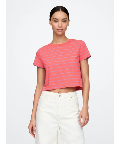 GAP（ギャップ）の「オーガニックコットン ヴィンテージソフト クロップドTシャツ（Tシャツ/カットソー・レディース・ブラック/ネイビー/コーラル/ベージュ/ホワイト/グリーン/ピンク/ライトインディゴブルー/ピンク系その他/ブルー/レッド/グリーン系その他/イエロー・M/XS/L/S/XXS/XL）」の17枚目の写真