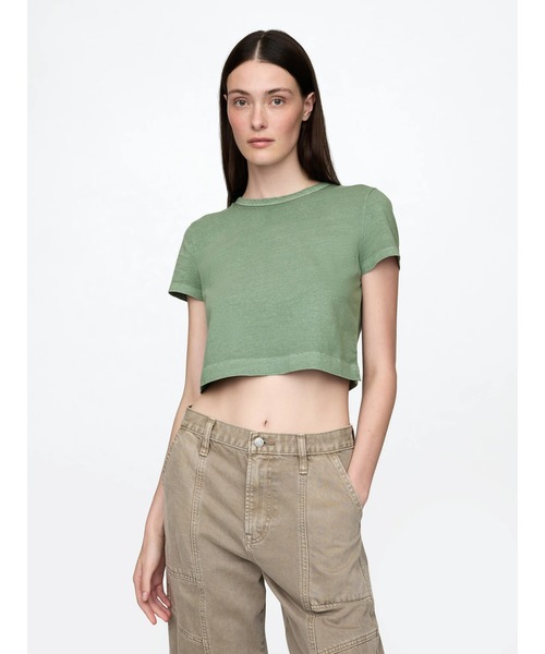 GAP（ギャップ）の「オーガニックコットン ヴィンテージソフト クロップドTシャツ（Tシャツ/カットソー・レディース・ブラック/ネイビー/コーラル/ベージュ/ホワイト/グリーン/ピンク/ライトインディゴブルー/ピンク系その他/ブルー/レッド/グリーン系その他/イエロー・M/XS/L/S/XXS/XL）」の21枚目の写真