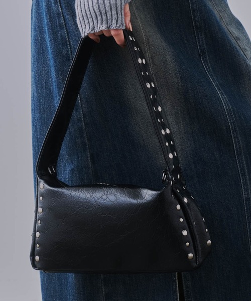 ★BLACKUP★ スタッズビッグショルダーバッグ 5色 LADY LIKE ショルダーバッグ バッグ スタッズ付きショルダー