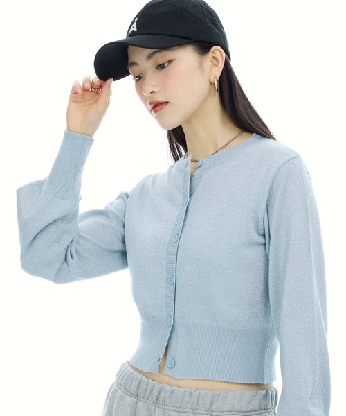 3.3 Field Trip （3.3フィールドトリップ）の「3.3 Field Trip／ソデリブラメニットカーディガン（カーディガン/ボレロ・レディース・ブラック/ブルー・FREE）」の2枚目の写真