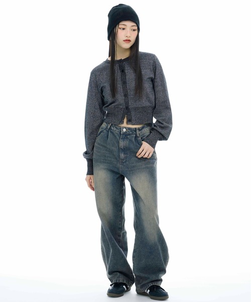 3.3 Field Trip （3.3フィールドトリップ）の「3.3 Field Trip／ソデリブラメニットカーディガン（カーディガン/ボレロ・レディース・ブラック/ブルー・FREE）」の7枚目の写真