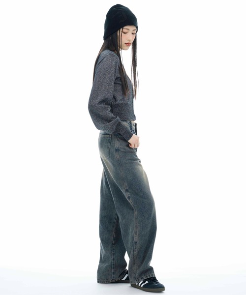 3.3 Field Trip （3.3フィールドトリップ）の「3.3 Field Trip／ソデリブラメニットカーディガン（カーディガン/ボレロ・レディース・ブラック/ブルー・FREE）」の9枚目の写真