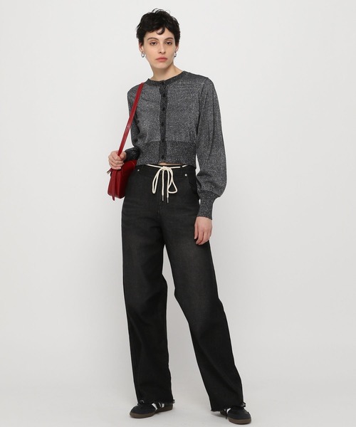 3.3 Field Trip （3.3フィールドトリップ）の「3.3 Field Trip／ソデリブラメニットカーディガン（カーディガン/ボレロ・レディース・ブラック/ブルー・FREE）」の19枚目の写真