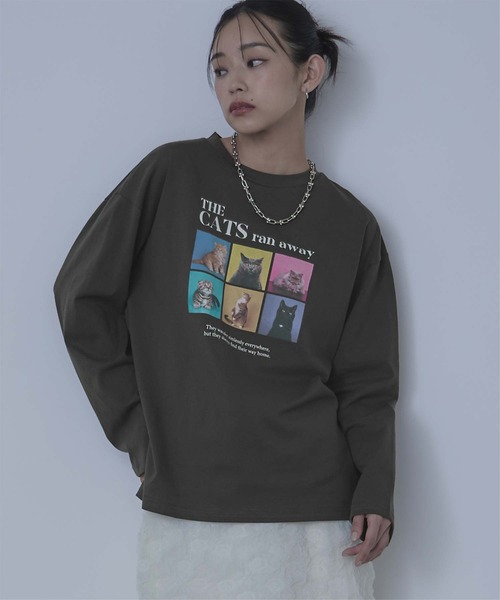 miette(ミエット)の「catプリントロンT(Tシャツ/カットソー・レディース・ホワイト系その他/グレー系その他2/ホワイト系その他2/グレー系その他・FREE)」の4枚目の写真