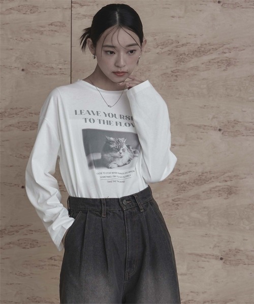 miette(ミエット)の「catプリントロンT(Tシャツ/カットソー・レディース・ホワイト系その他/グレー系その他2/ホワイト系その他2/グレー系その他・FREE)」の12枚目の写真