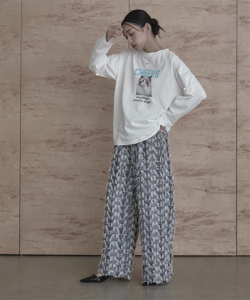 miette(ミエット)の「catプリントロンT(Tシャツ/カットソー・レディース・ホワイト系その他/グレー系その他2/ホワイト系その他2/グレー系その他・FREE)」の5枚目の写真