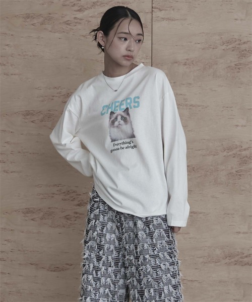 miette(ミエット)の「catプリントロンT(Tシャツ/カットソー・レディース・ホワイト系その他/グレー系その他2/ホワイト系その他2/グレー系その他・FREE)」の6枚目の写真