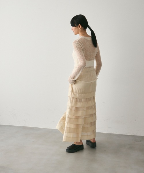 セール】Tucked Tiered See-through Skirt / タックティアード