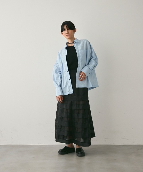 セール】Tucked Tiered See-through Skirt / タックティアード