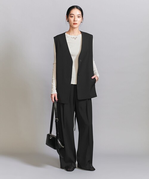 BEAUTY&YOUTH UNITED ARROWS（ビューティーアンドユースユナイテッドアローズ）の「【WEB限定 Wardrobe DAILY MINIMAL】ダブルクロス タックワイドストレートパンツ -ウォッシャブル-（その他パンツ・レディース・ブラック/ネイビー/モカ/ブラウン・S/M/XS/L）」の11枚目の写真