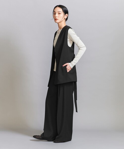 BEAUTY&YOUTH UNITED ARROWS（ビューティーアンドユースユナイテッドアローズ）の「【WEB限定 Wardrobe DAILY MINIMAL】ダブルクロス タックワイドストレートパンツ -ウォッシャブル-（その他パンツ・レディース・ブラック/ネイビー/モカ/ブラウン・S/M/XS/L）」の12枚目の写真