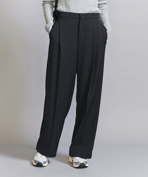 BEAUTY&YOUTH UNITED ARROWS（ビューティーアンドユースユナイテッドアローズ）の「【WEB限定 Wardrobe DAILY MINIMAL】ダブルクロス タックワイドストレートパンツ -ウォッシャブル-（その他パンツ・レディース・ブラック/ネイビー/モカ/ブラウン・S/M/XS/L）」の14枚目の写真