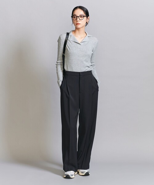 WEB限定 Wardrobe DAILY MINIMAL】ダブルクロス タックワイド