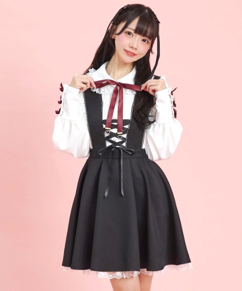 Secret Honey(シークレットハニー)の「フロントレースアップジャンパースカート(スカート・レディース・グレー/ブラック/グレー系その他・MEDIUM)」の11枚目の写真