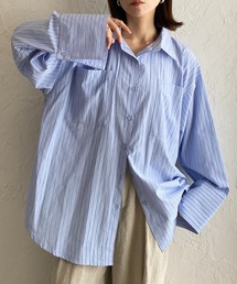 She's Closet | 襟付き長袖ワイドカフスオーバーサイズシャツブラウス(シャツ/ブラウス)