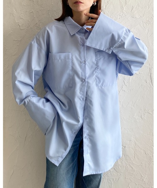 She's Closet（シーズクローゼット）の「襟付き長袖ワイドカフスオーバーサイズシャツブラウス（シャツ/ブラウス・レディース・ブルー系その他/ホワイト/ピンク/ホワイト系その他/ブルー・FREE）」の15枚目の写真