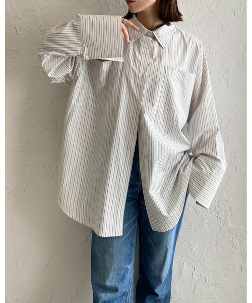 She's Closet（シーズクローゼット）の「襟付き長袖ワイドカフスオーバーサイズシャツブラウス（シャツ/ブラウス・レディース・ブルー系その他/ホワイト/ピンク/ホワイト系その他/ブルー・FREE）」の16枚目の写真