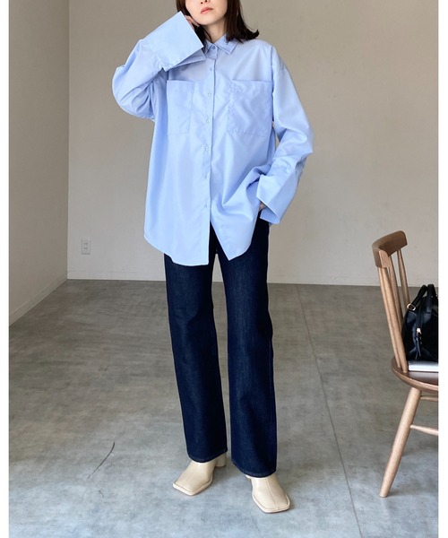 She's Closet（シーズクローゼット）の「襟付き長袖ワイドカフスオーバーサイズシャツブラウス（シャツ/ブラウス・レディース・ブルー系その他/ホワイト/ピンク/ホワイト系その他/ブルー・FREE）」の22枚目の写真