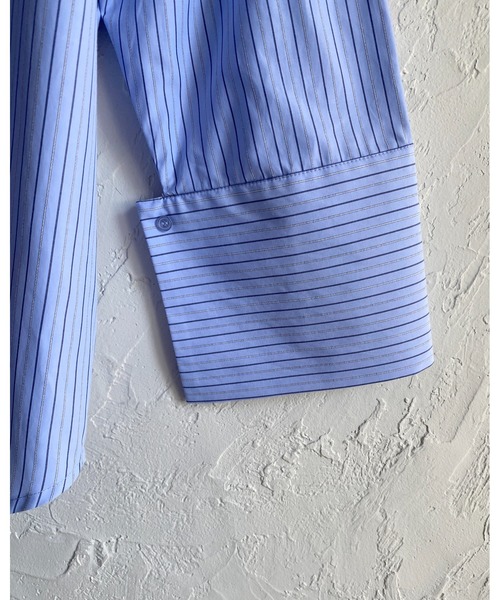 She's Closet（シーズクローゼット）の「襟付き長袖ワイドカフスオーバーサイズシャツブラウス（シャツ/ブラウス・レディース・ブルー系その他/ホワイト/ピンク/ホワイト系その他/ブルー・FREE）」の6枚目の写真