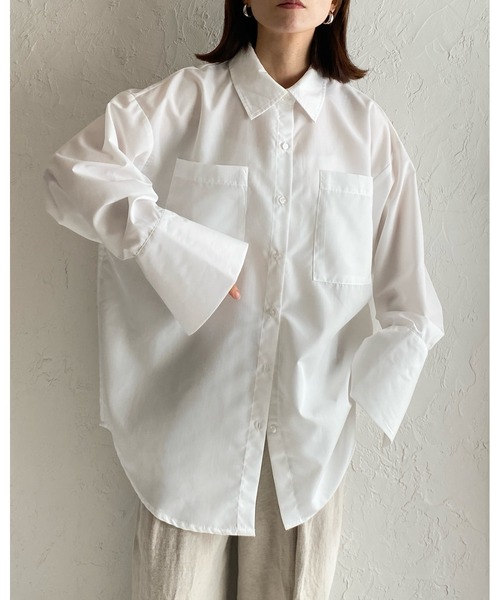 She's Closet（シーズクローゼット）の「襟付き長袖ワイドカフスオーバーサイズシャツブラウス（シャツ/ブラウス・レディース・ブルー系その他/ホワイト/ピンク/ホワイト系その他/ブルー・FREE）」の9枚目の写真