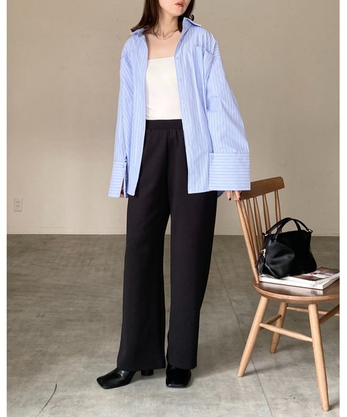 She's Closet（シーズクローゼット）の「襟付き長袖ワイドカフスオーバーサイズシャツブラウス（シャツ/ブラウス・レディース・ブルー系その他/ホワイト/ピンク/ホワイト系その他/ブルー・FREE）」の11枚目の写真