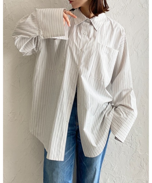 She's Closet（シーズクローゼット）の「襟付き長袖ワイドカフスオーバーサイズシャツブラウス（シャツ/ブラウス・レディース・ブルー系その他/ホワイト/ピンク/ホワイト系その他/ブルー・FREE）」の12枚目の写真