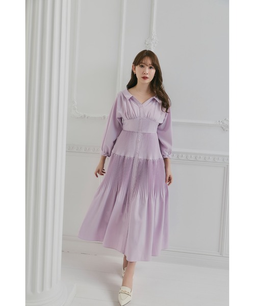 Pleated Open Shirt Dress（ワンピース）｜Her lip to（ハーリップ