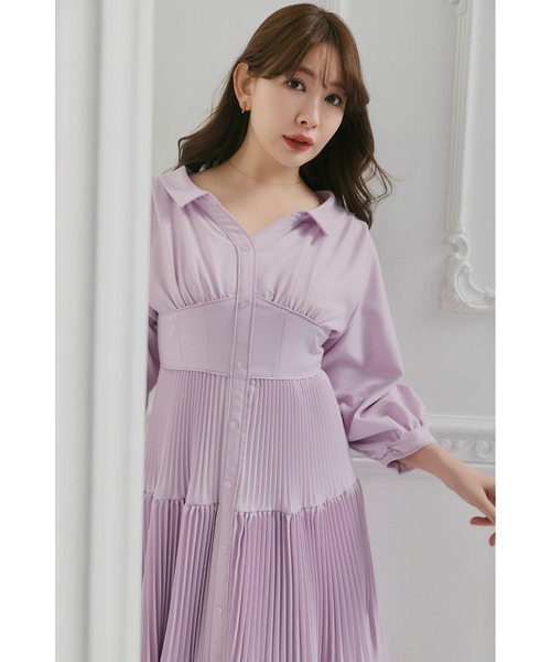 Pleated Open Shirt Dress（ワンピース）｜Her lip to（ハーリップ